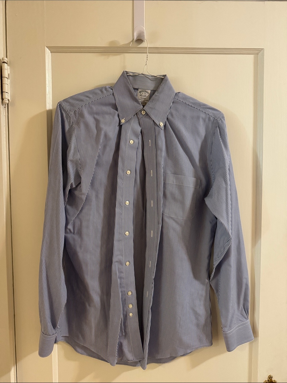 Brooks Brothers Blue and White Striped Polo Button-down